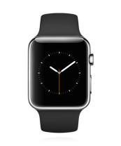 Apple WATCH 1. Generation 42mm silbernes Edelstahlgehäuse schwarzes Sportarmband